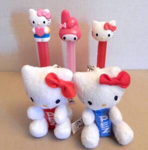 【USA発送★PEZ★ペッツ】Sanrio（サンリオ）Hello Kitty & Melody（ハローキティー＆メロディ）★５点セット★ぬいぐるみ／クリップ