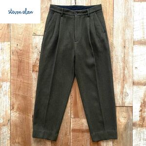 【極美品】Steven Alan スティーブンアラン 2PLEATED TROUSERS 2プリーツ 2タック ワイド テーパード ウール トラウザーズ パンツ M