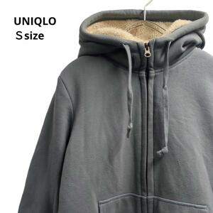 UNIQLO 裏ボアパーカー　くすみカラー水色　秋冬レディースS　b18