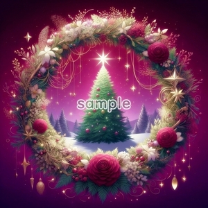 A3 350dpi クリスマスリース 04 オリジナルイラスト著作権フリー画像素材 40P Christmas wreath 04 Original picture image material