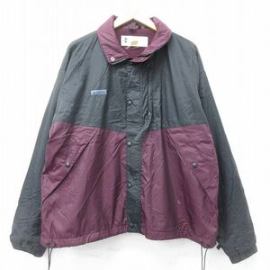 XL/古着 コロンビア 長袖 ナイロン ジャケット メンズ 90s ワンポイントロゴ ツートンカラー 黒他 ブラック 24sep21 中古 アウター