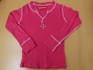 (26283)ブーフーウー　オリジナルバックパッカーウェア　カットソー　Tシャツ　長袖　ピンク　110㎝　USED