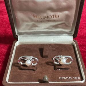 極美品 SILVER シルバー MIKIMOTO ミキモト パール 真珠 オーバル カフリンクス カフスボタン アクセサリー 箱付