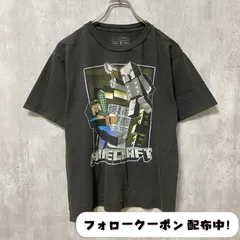 古着 used　マインクラフト　minecraft　半袖ゲームプリントTシャツ　黒　ブラック　デザイン　個性的　クルーネック　春夏服