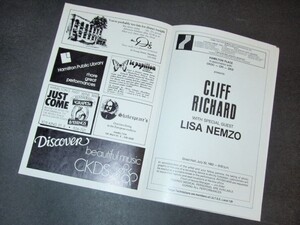 CLIFF RICHARD カナダのコンサートのパンフレット 1982年