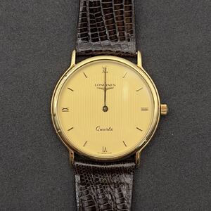 【不動品】ジャンク品 LONGINES ロンジン クォーツ 150 ゴールド文字盤 ゴールドカラー 腕時計 現状品 フェイスサイズ:約33mm