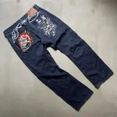 Ed Hardy embroidery jeans denim pants