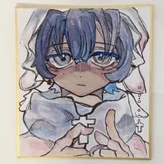 オリジナルイラスト　手書きイラスト　色紙　男の子　透明水彩　水彩画　アナログ