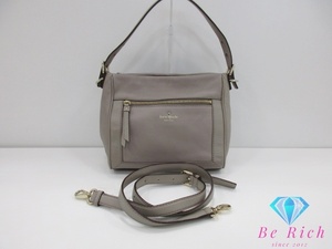 ケイトスペード kate spade 2way ハンドバッグ ショルダーバッグ RN0102760 グレージュ レザー ロゴ 鞄 【中古】bk9628