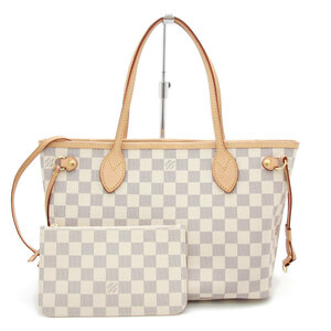 中古良品 ルイヴィトン トートバッグ ダミエ・アズール ネヴァーフルPM N41362 LOUIS VUITTON LV ポーチ付き レディース フランス製