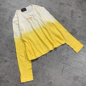 【FENDI JEANS】フェンディジーンズ(40)イタリア製 プリント ロング Tシャツ グラデーション ホワイト イエロー L