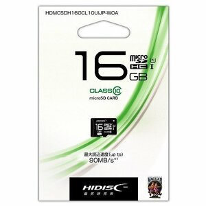 HIDISC microSDHCメモリカード 16GB CLASS10 UHS-I HDMCSDH16GCL10UIJPWO