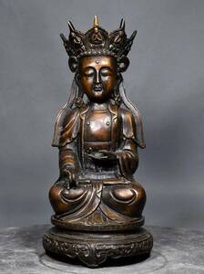 仏像 旧藏 中國 清代 銅製 観音菩薩 仏教古美術 供養品 極細工 時代物 置物 古美術品 唐物 HY35