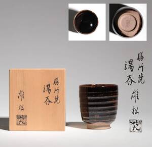 膳所燒 湯 雄松苑 共箱 在銘 美術品 古美術 時代品 骨董 十六代 茶道具 時代品 茶入れ 茶器