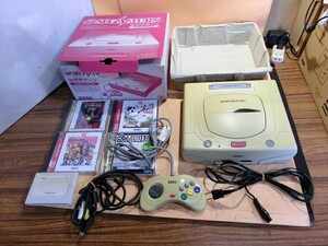 【HW16-02】【80サイズ】▲SEGA/セガサターン 本体セット/ソフト付/ゲーム機/通電可/ジャンク扱い/※ヤケあり