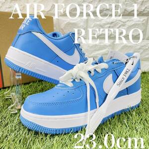 即決 ナイキ エアフォース1 ロー レトロ 白青 ホワイト ブルー Nike Air Force 1 Low RETRO メンズスニーカー 23.0cm 送料込み DM0576-400