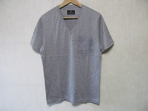 LANVIN COLLECTION ランバン コレクション Vネック ポケット付き グラフィック 半袖 Tシャツ グレーサイズ LB b394