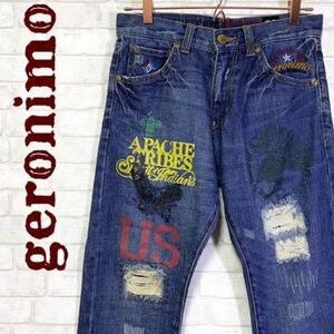 geronimo ジェロニモ リペア加工 ビッグプリント ウエスタン/W30