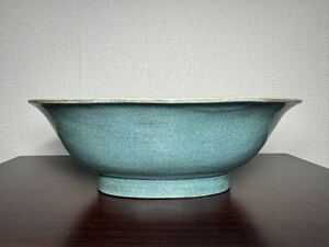 大清道光年製、炉鈞窯、陶器 骨董 茶道具 花器 中国 水仙鉢　楕円型