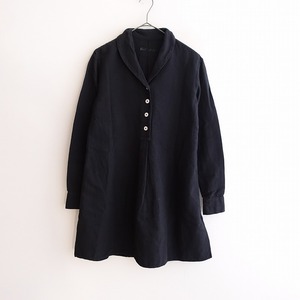 //【染】カディー&コー Khadi and Co *長袖コットンチュニック*S綿ブラック黒ショールカラーシャツ(34-2310-47)【52J32】