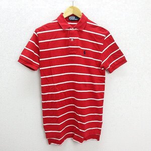 ★ ラルフローレン/Polo Rlph Lauren ボーダー柄 半袖ポロシャツ【XS】」赤MENS/レディース可/71