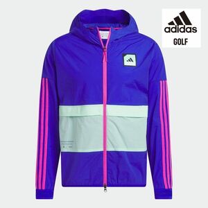 【M】新品定価16500円/春夏/アディダス ゴルフ/adidas golf/メンズ ADICROSS カラーブロック/長袖フルジップ フーディー ジャケット/ブルー