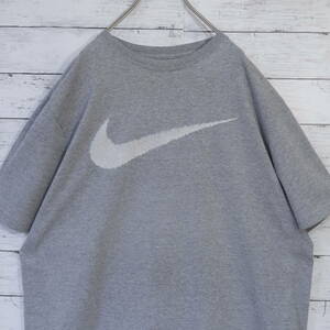 ナイキ NIKE ビッグ スウッシュ プリントロゴクルーネック 半袖 Tシャツ XXL 2XL 霜降りグレー ホワイト トップス カットソー 20202069