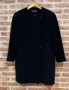 SANYO 美品！NEWWOOL100% BLACKハーフコート 冠婚葬祭