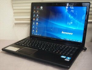 NoR873☆Lenovo G570 Core i5 2450M 2.5GHz/メモリ4GB/HDD750GB/SDVD/15.6型HD液晶ヒンジ難有/Win7HomePremium64bit◇