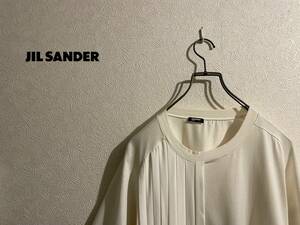 ◯ イタリア製 JIL SANDER シフォン プリーツ カットソー / ジルサンダー アシンメトリー Tシャツ ホワイト 白 36 Mens #Sirchive