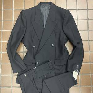 【訳あり品】新品激安　スリム　礼服 喪服　ダブルスーツ M YA5 ブラック＊汚れ有り