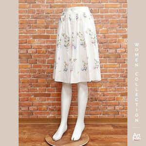 1円/春夏/blugirl/IT40サイズ/フラワー エンブロイダリー スカート イタリア製 インポート ブルーガール 新品/白/ホワイト/iz309/