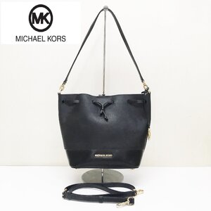 マイケルコース/ショルダーバッグ/2way/巾着風/ブラック系/ゴールド金具/ michael kors/db-1812/ pvcレザー/肩掛け/斜め掛け/ SB5