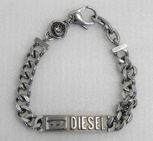 DIESEL ディーゼル ロゴプレート チェーン ブレスレット アクセサリー ステンレス シルバーカラー 約20.5cm