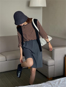 新品 / ハイウエスト ストレート ショートパンツ /【GRAY】グレー