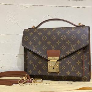 美品 激レア Louis Vuitton モノグラムライン モンソー 2WAY ショルダーバッグ ハンドバッグ ヴィンテージバッグ 斜め掛け 廃盤