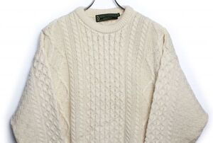 アイルランド製 THE IRISH WOOLLEN MILLS アランニットセーター (M) フィッシャーマンセーター