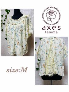 レディース axes femme アクシーズファム 花柄ブラウス ライトイエロー フェミニン 綺麗め kawaii サイズM 041024-020