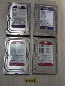 WD Purple WD10PURZ 3.5インチHDD 1TB 2台　Western Digital WD10EFRX 1TB 3.5インチ SATA 2台　合計4台セット【のF01】