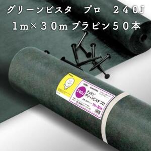 グリーンビスタ プロ 防草・砂利下シート240グリーン 強力タイプ 1ｍ×30m（プラピン50本付）除草シート