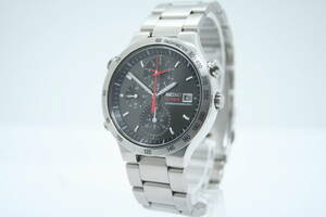 【現状品】SEIKO Speedmaster 1/100 Chronograph 10 Bar Quartz Date Black Mens 7T52-6A30 セイコー スピードマスター クロノグラフ #T212