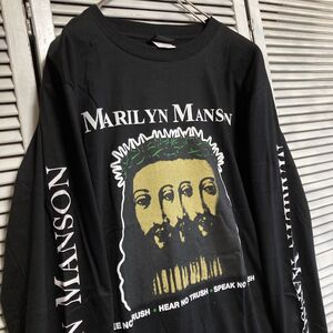 AXWS 1スタ 黒 バンド Tシャツ 長袖 ロンT マリリンマンソン キリスト ロック 90s 00s ビンテージ 古着 卸 仕入れ kg