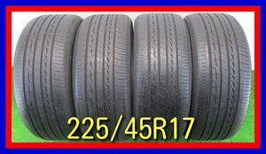 ■中古タイヤ■　225/45R17 91W BRIDGESTONE REGNO GR-XⅡ スカイライン ランサーエボリューション IS ８６等 高級 静か 送料無料 B916