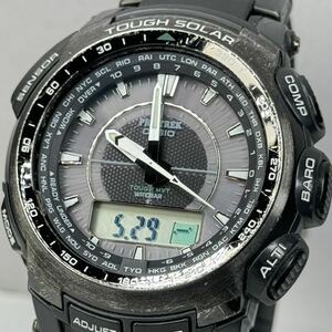 良品 CASIO PROTREK PRW-5100-1JFタフソーラー 電波受信 電波ソーラー マルチバンド6 コンパス.気圧.温度計搭載 トリプルセンサー ブラック