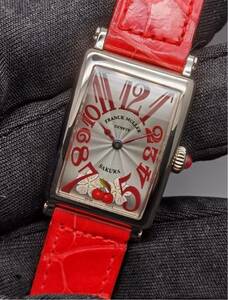 中古美品 フランクミュラー FRANCK MULLER ロングアイランド 902QZ SAKURA 日本限定 K18 WG シルバー文字盤 レディース クオーツ 腕時計