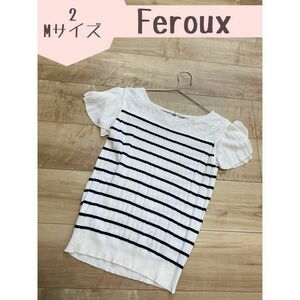 【feroux】フェルゥ　2wayTシャツ　ノースリーブ　サマーニット　夏　 レディース　ワールド　ボーダー　かわいい4