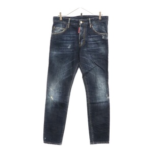 DSQUARED2 ディースクエアード 18SS SKATER JEAN ダメージ加工 ボタンフライ コットン デニムパンツ インディゴ S71LB0474