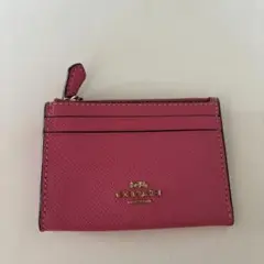 COACH ピンク カードケース ファスナー付き