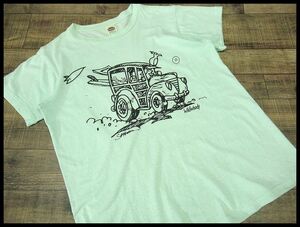 送無 G① 東洋 エンタープライズ SUN SURF サンサーフ JOHN SEVERSON ジョンセバーソン Wild Woody プリント 半袖 Tシャツ エメラルド 緑 M