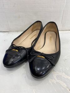 【PRADA プラダ】フラットパンプス 36 ブラック レザー 傷あり ラグジュアリー 2412oki n